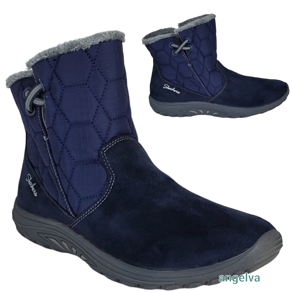 NWT Skechers relaxed fit reggae fest x dames slip on ankle boots navy winter